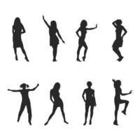 desenho de vetor de silhueta de mulher dançando