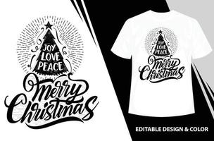 design de camiseta de natal, camiseta de estilo de fonte de caligrafia, alegria - amor - design de camiseta de paz, design de férias de inverno, ilustração vetorial de caligrafia, camiseta vintages, vetor, árvore de natal, vetor