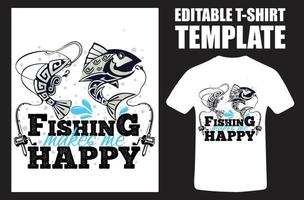 pescar me deixa feliz camiseta de pesca. camiseta de pesca de tipografia. pescar me deixa feliz tipografia t-shirt.eps vetor