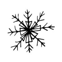 doodle mão desenhada vector floco de neve ilustração. clip-art isolado no fundo branco. ilustração de alta qualidade para decoração, decoração de natal, impressão, cartões postais.