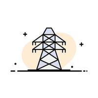 modelo de logotipo comercial de torre de transmissão de transmissão de energia elétrica cor plana vetor