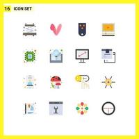16 ícones criativos sinais modernos e símbolos de insígnias de computador pacote editável de áudio e vídeo de elementos de design de vetores criativos
