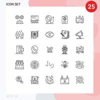 pacote de ícones vetoriais de estoque de 25 sinais e símbolos de linha para elementos de design de vetores editáveis de cartão de identificação escolar de passaporte de internet