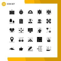 Pacote de glifos sólidos de 25 interfaces de usuário de sinais e símbolos modernos de elementos de design vetorial editáveis de análise de servidor de construção da web vetor