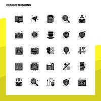 25 conjunto de ícones de pensamento de design modelo de ilustração vetorial de ícone de glifo sólido para web e ideias móveis para empresa de negócios vetor