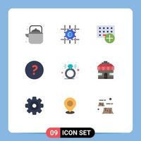 conjunto de 9 sinais de símbolos de ícones de interface do usuário modernos para linha de ajuda de diamante círculo gadget elementos de design de vetores editáveis