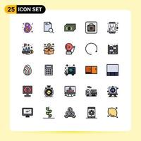 25 ícones criativos, sinais e símbolos modernos de saúde móvel, dinheiro, saúde, bagagem, elementos de design vetorial editáveis vetor