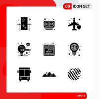 9 ícones criativos sinais modernos e símbolos de elementos de design de vetores editáveis de bulbo de pós-graduação de mosca binária