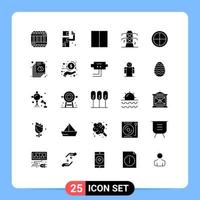 grupo de símbolos de ícone universal de 25 glifos sólidos modernos de decoração de grade de porta de documento elementos de design de vetores editáveis