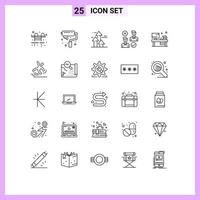 grupo de símbolos de ícone universal de 25 linhas modernas de mesa bom grupo de trabalho de pausa elementos de design de vetores editáveis