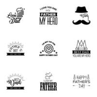 feliz dia dos pais 9 conjunto de tipografia preta tipografia vetorial letras vintage para cartões de saudação banners design de camiseta você é o melhor pai elementos de design de vetores editáveis