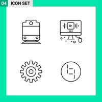 pacote de 4 ícones de estilo de linha definir símbolos de contorno para imprimir sinais criativos isolados no fundo branco conjunto de 4 ícones de fundo de vetor de ícone preto criativo