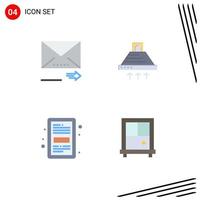 pacote de ícones vetoriais de estoque de 4 sinais e símbolos de linha para livro de e-mail próximos elementos de design de vetores editáveis de educação de cozinha