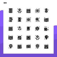 25 conjunto de ícones de seo modelo de ilustração vetorial de ícone de glifo sólido para web e ideias móveis para empresa de negócios vetor