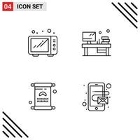 4 ícones criativos sinais modernos e símbolos de comida iftar monitor de mesa mubarak elementos de design de vetores editáveis