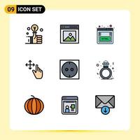 9 ícones criativos sinais modernos e símbolos de soquete seguram elementos de design de vetores editáveis de marketing de gesto do usuário