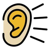 vetor de contorno de cor de ícone de escuta de ouvido