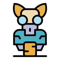 vetor de contorno de cor de ícone de robô gato