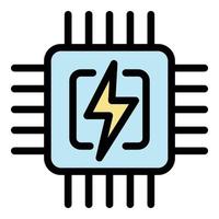 vetor de contorno de cor de ícone de processador doméstico inteligente