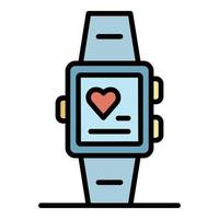 vetor de contorno de cor de ícone de smartwatch de saúde