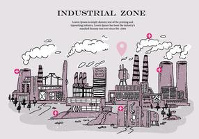 Ilustração da ilustração do Doodle da pilha de fumo da zona industrial vetor