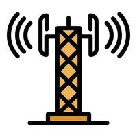 vetor de contorno de cor de ícone de rádio de torre gsm