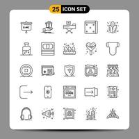 25 sinais de símbolos de contorno de pacote de ícones pretos para designs responsivos em fundo branco 25 ícones definem o fundo criativo do vetor de ícones pretos