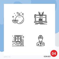 4 ícones criativos sinais modernos e símbolos de análise de guia alimentar on-line pós elementos de design de vetores editáveis