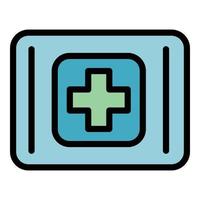 vetor de contorno de cor de ícone de dados médicos on-line