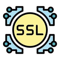 vetor de contorno de cores do ícone do sistema ssl