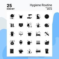 Conjunto de ícones de rotina de higiene 25 100 eps editáveis 10 arquivos idéias de conceito de logotipo de negócios design de ícone de glifo sólido vetor