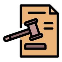 vetor de esboço de cor de ícone de decisão de papel de juiz