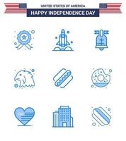 grande pacote de 9 eua feliz dia da independência eua vector blues e símbolos editáveis da águia americana pássaro eua eua editável dia dos eua vetor elementos de design