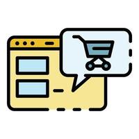 vetor de contorno de cor de ícone de compras on-line