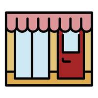 vetor de contorno de cor de ícone de loja de rua de janela