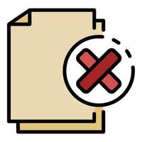 vetor de contorno de cor de ícone de documentos não protegidos