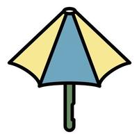 vetor de contorno de cor de ícone de meio guarda-chuva fechado