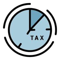 vetor de contorno de cor de ícone de tempo de pagamento de impostos