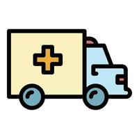 vetor de contorno de cor de ícone de ambulância médica