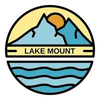 logotipo da montagem do lago, estilo de contorno vetor