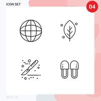 conceito de 4 linhas para sites móveis e mapas de aplicativos folha de beleza higiene médica elementos de design de vetores editáveis