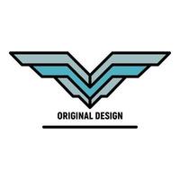 logotipo de asas americanas, estilo de contorno vetor