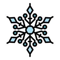 vetor de contorno de cor de ícone de monograma de floco de neve