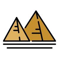vetor de contorno de cor de ícone de pirâmides egípcias
