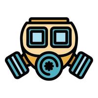 vetor de contorno de cor de ícone de máscara de gás radioativo