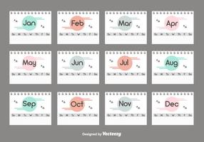 Conjunto do calendário da área de trabalho vetor