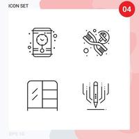 conjunto de 4 sinais de símbolos de ícones de interface do usuário modernos para relógio arte digital dna mobiliário arte elementos de design de vetores editáveis