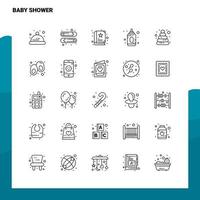 conjunto de ícones de linha de chá de bebê conjunto 25 ícones design de estilo de minimalismo vetorial conjunto de ícones pretos pacote de pictograma linear