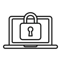 vetor de contorno de ícone de laptop bloqueado. proteção de dados