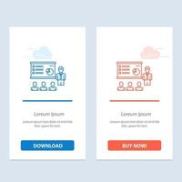 análise de apresentação gráfico de negócios marketing pessoas estatísticas azul e vermelho baixe e compre agora modelo de cartão de widget da web vetor